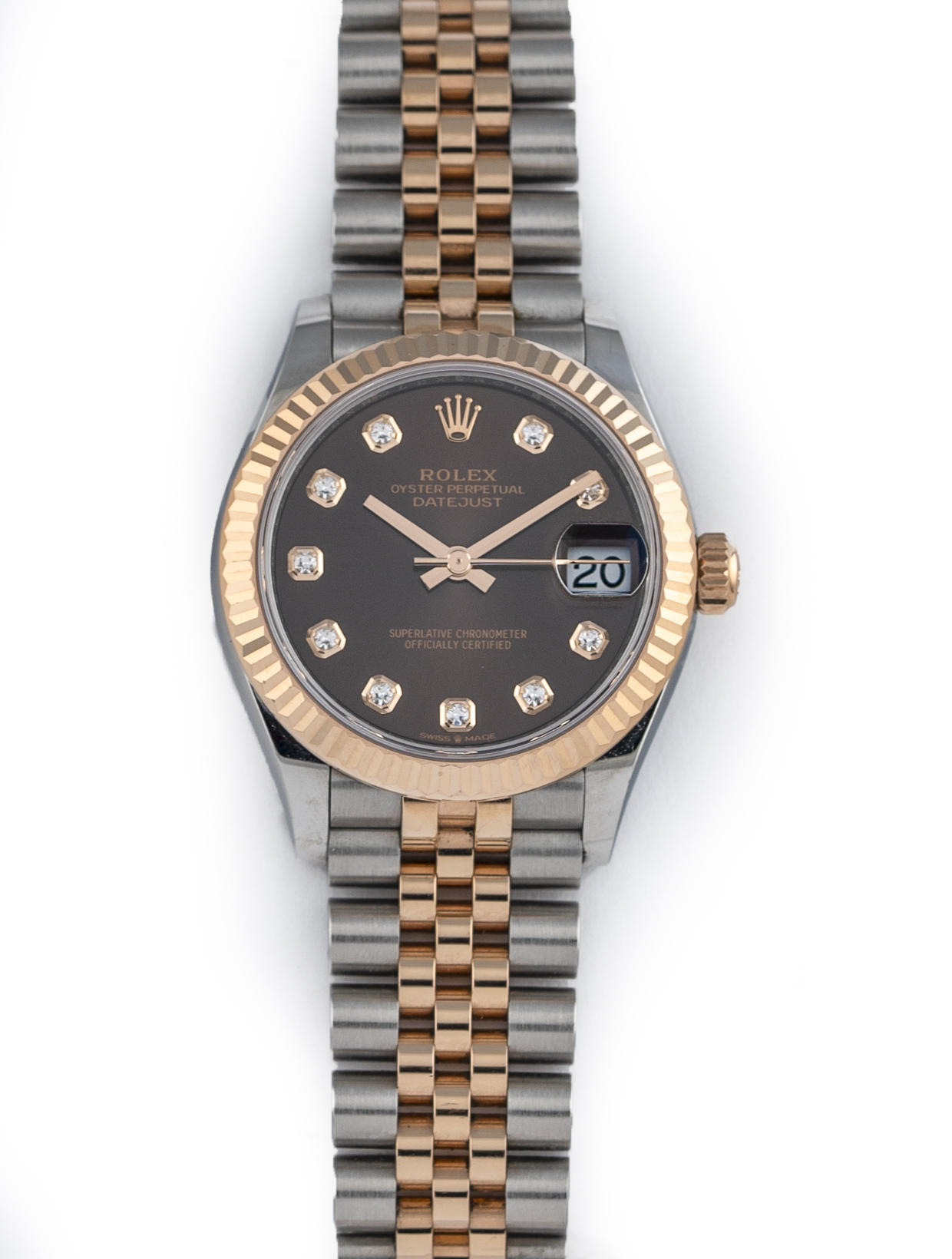 Rolex Datejust 31 278271 Brown Diamond Dial Jubilee Bracelets Rose Gold Bezel