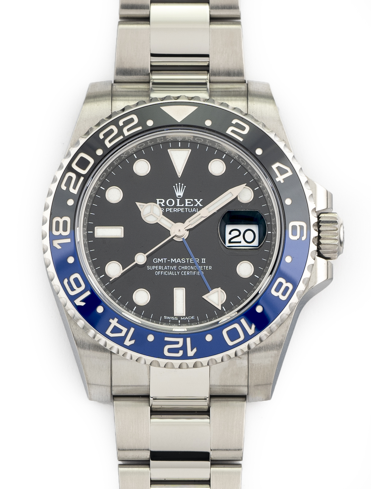 Rolex Mens GMT-Master II Batman 40mm Steel Black Dial Oyster Bracelet 116710BLNR